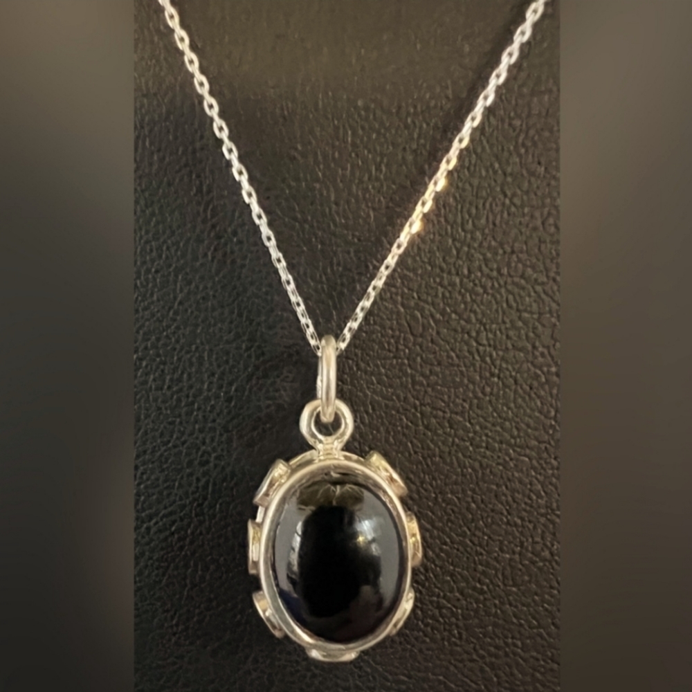 Sterling Silver Black Onyx Necklace